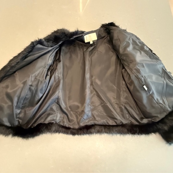 Women's Banana Republic Faux Fur Eye Hook Closure Black Jacket XL -Worn 3X - Picture 7 of 11